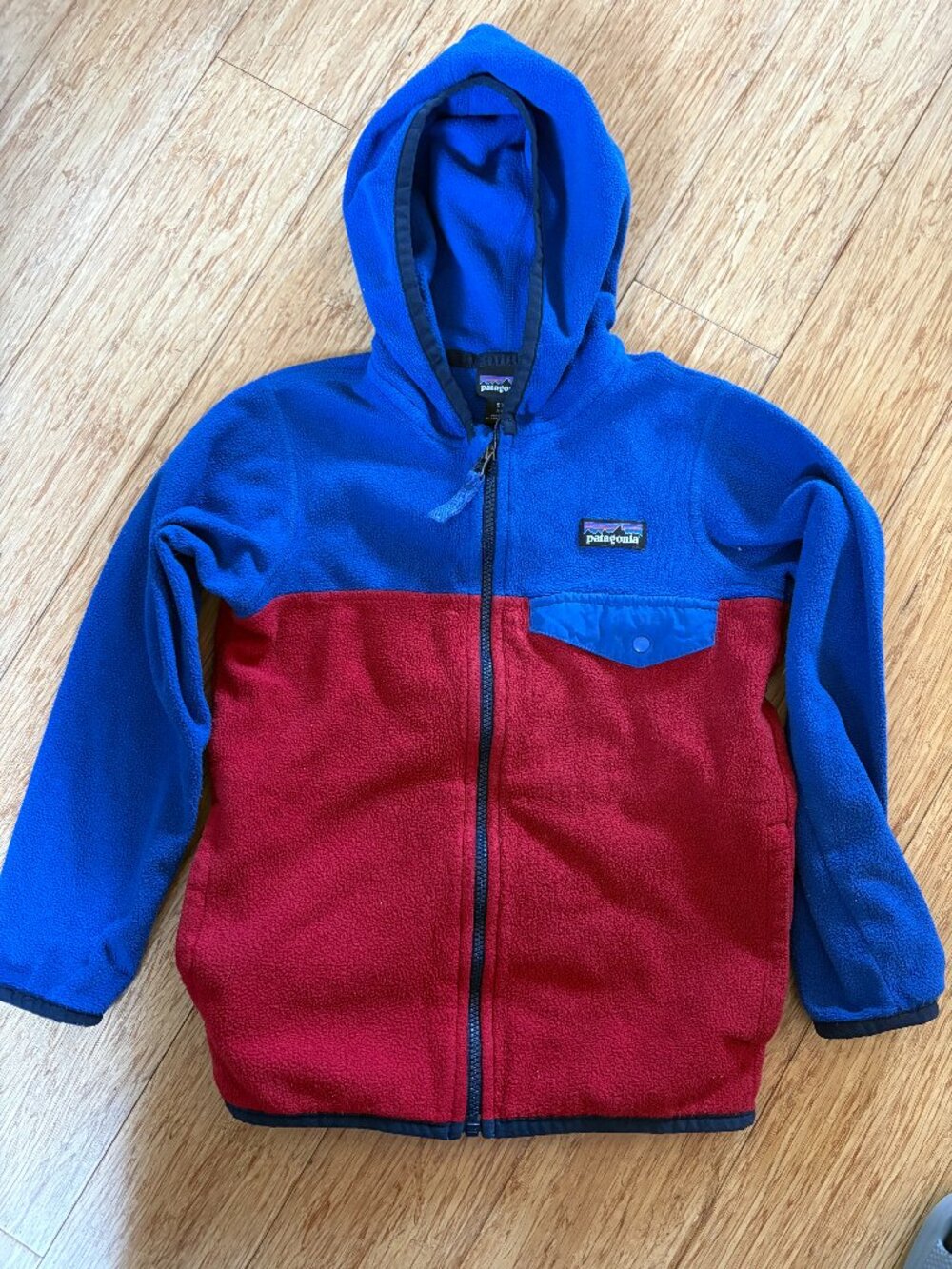 Patagonia Micro D Snap-T Fleece Jacket Hood Size 5T Toddler Full Zip Colorblock